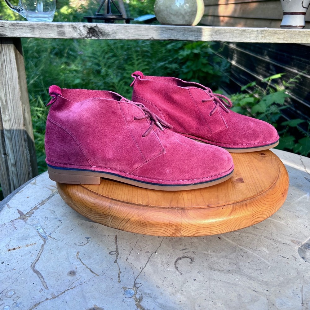 Cyra Catelyn Suede Chukka Boots Womens Size 10 Berry Pink Hush Puppies